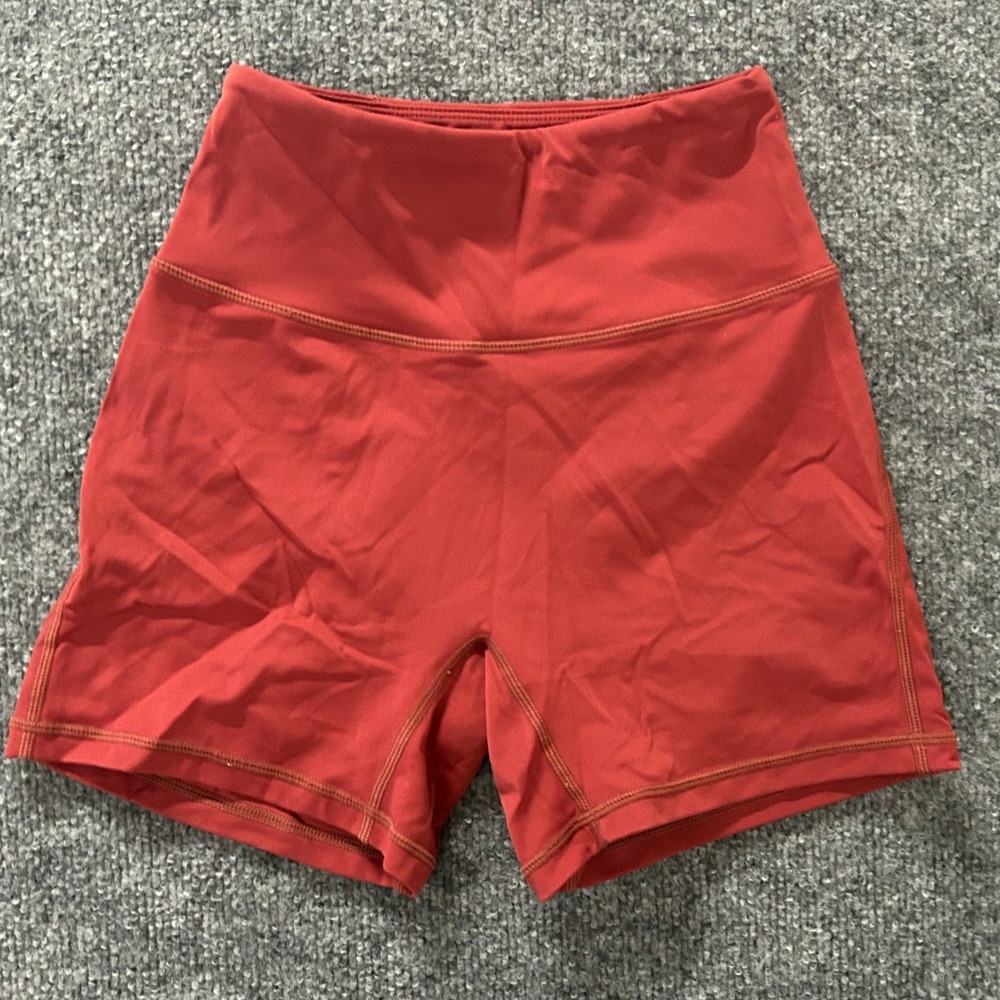Alphalete Shorts Womens Size XS Red High Waisted Athletic Biker Gym Compression